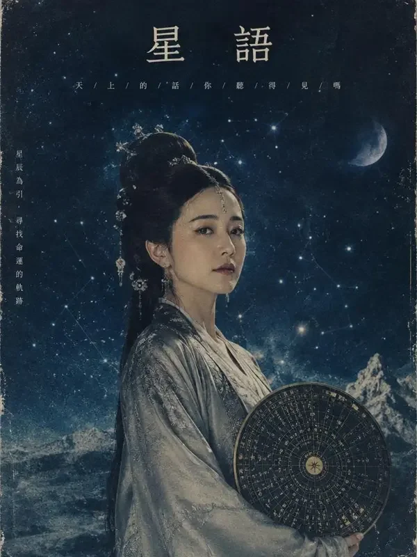 天象令:我以星盘定天下 短剧封面 短剧《天象令:我以星盘定天下》复古胶片风封面海报,穿越重生题材
